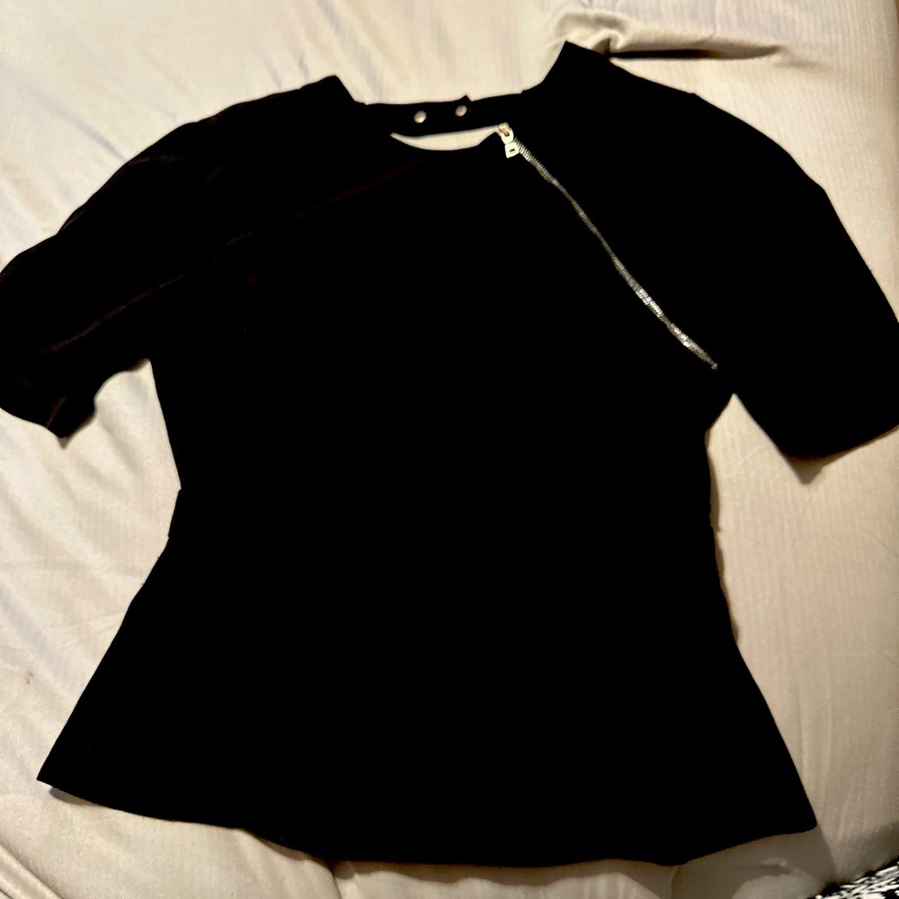 BCBG Peplum Black Blouse XS